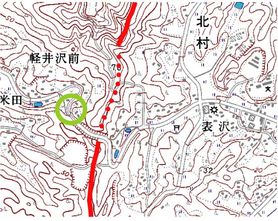 軽井沢前周辺の被害箇所の写真