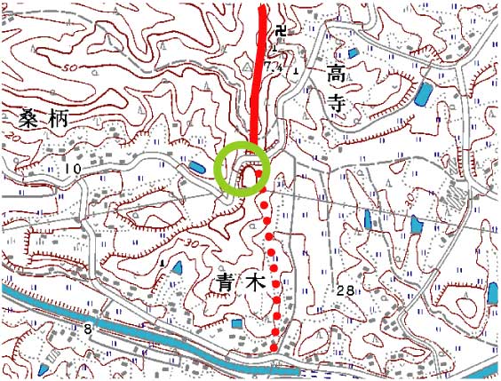 河南町高寺付近の地図