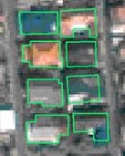 IKONOS画像(大垣市街)((C)日本スペースイメージング(株))IKONOS画像を使った建物輪郭の取得(右)