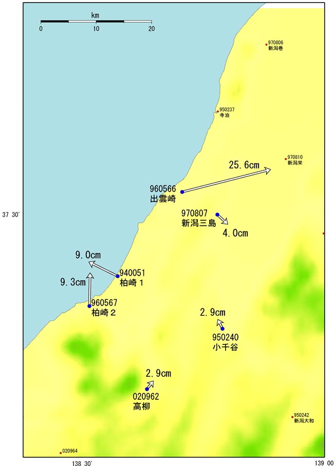 成果改定電子基準点の更新量