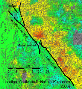 Map of crustal displacement