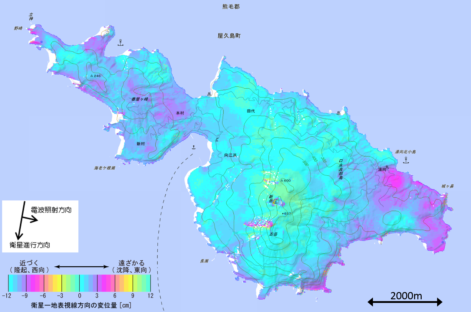 2015年7月24日～2015年8月21日の解析結果（SAR干渉画像）