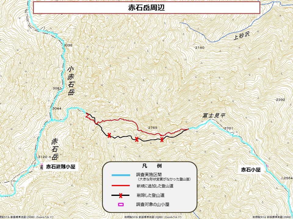 赤石岳周辺登山道調査図