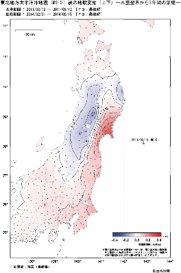 上下の変動量（本震翌日から3年間の累積）（PDF形式：263KB）