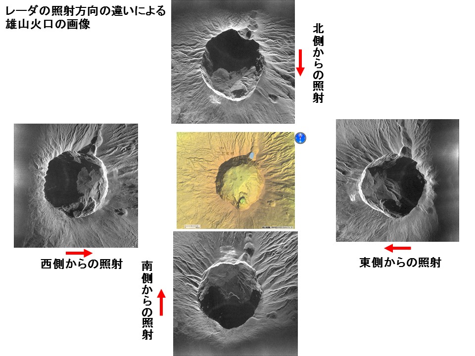 レーザの照射方向によるSAR画像の違い