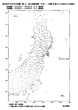 水平変動量（本震1年後から2年後までの累積）（PDF形式：246KB）