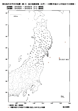 水平変動量（本震2年後から3年後までの累積）（PDF形式：245KB）
