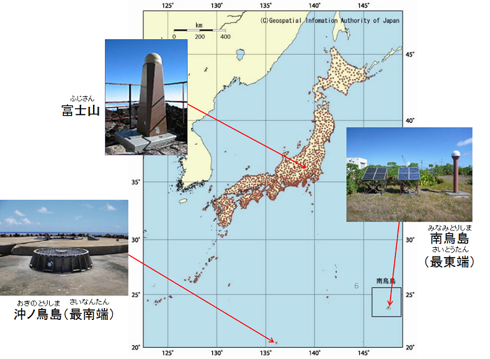 画像：全国の電子基準点と特殊な電子基準点