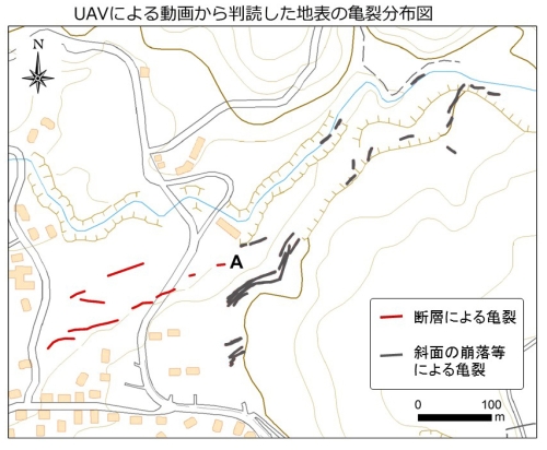 南阿蘇村河陽周辺の断層（平成28年4月18日撮影）