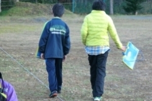 写真：「歩測」学習の様子