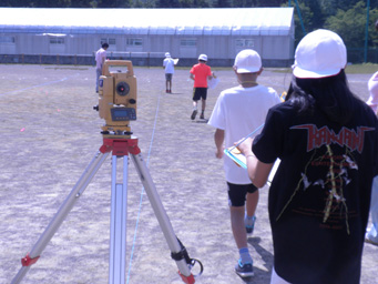 写真：歩測による距離の測定