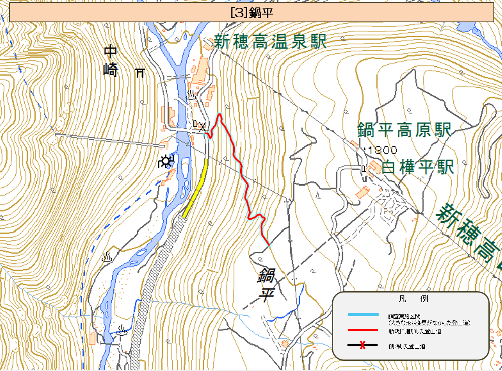 鍋平登山道調査図