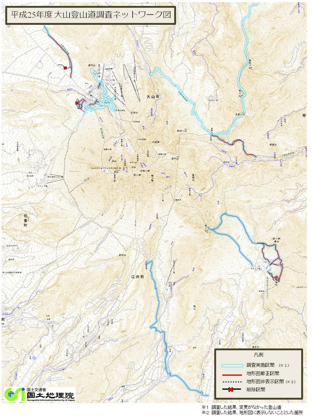 平成25年度登山道調査ネットワーク図