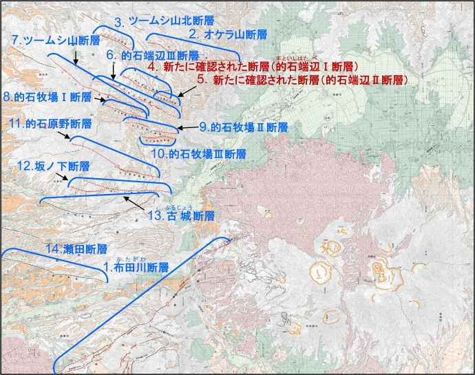 2万5千分1活断層図「阿蘇」全体図と「地理院地図」へのリンク