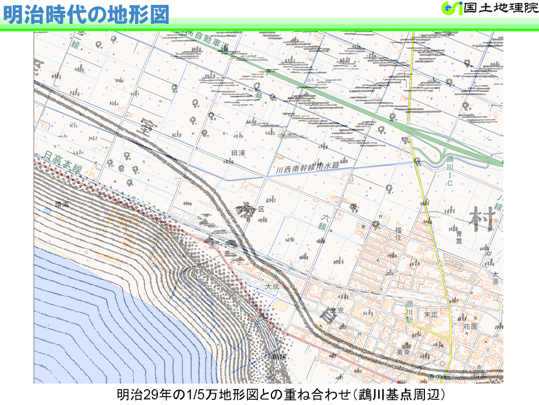 写真：地図で観る基線周辺の明治と現在