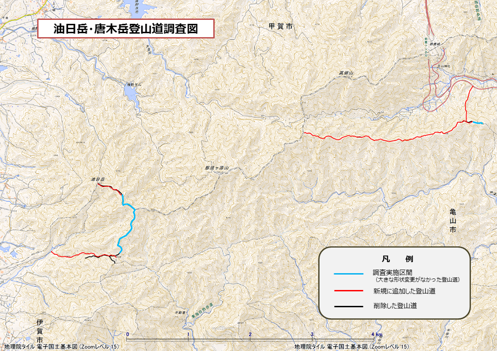 油日岳・唐木岳の登山道調査図