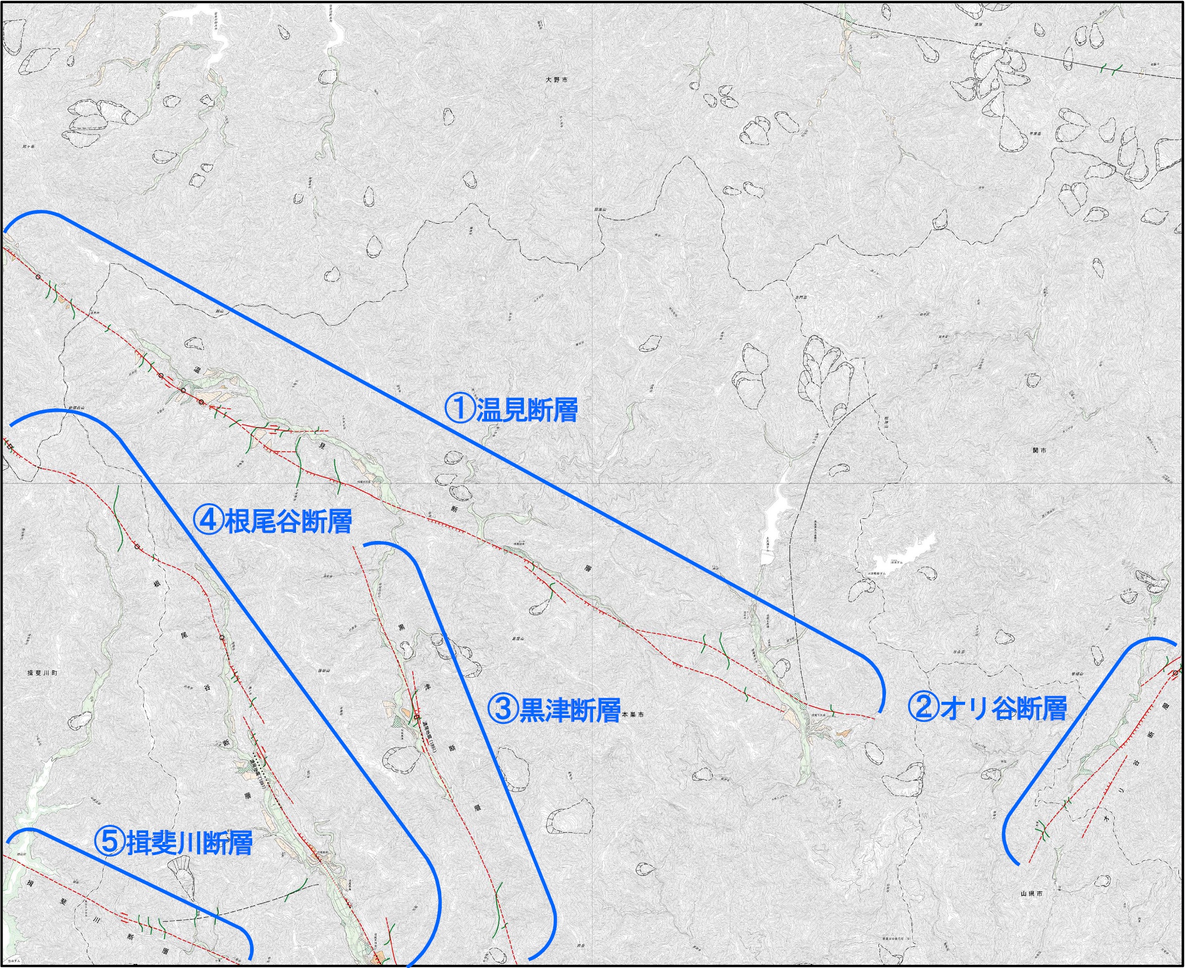 1:25,000活断層図 能郷白山