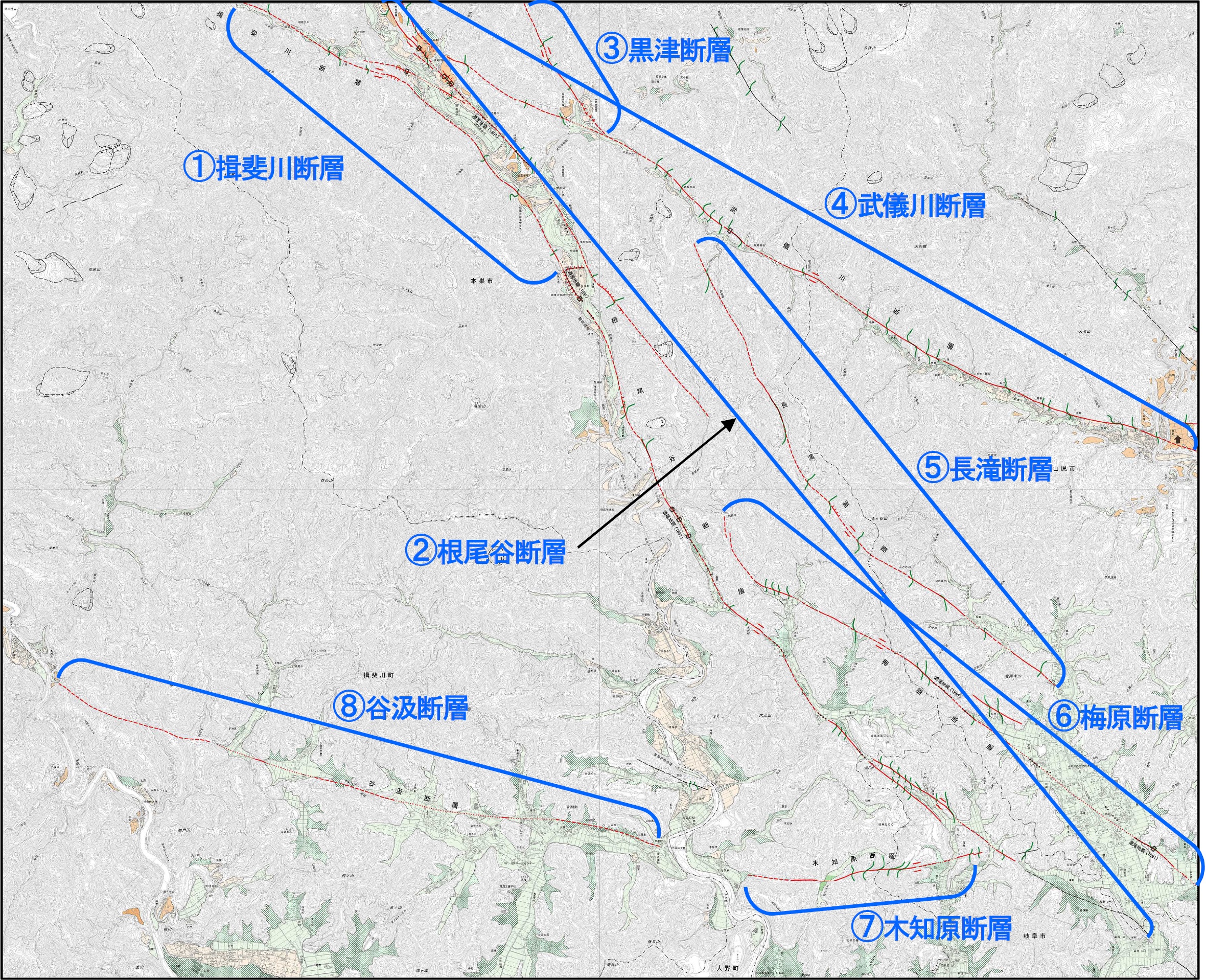 1:25,000活断層図 谷汲