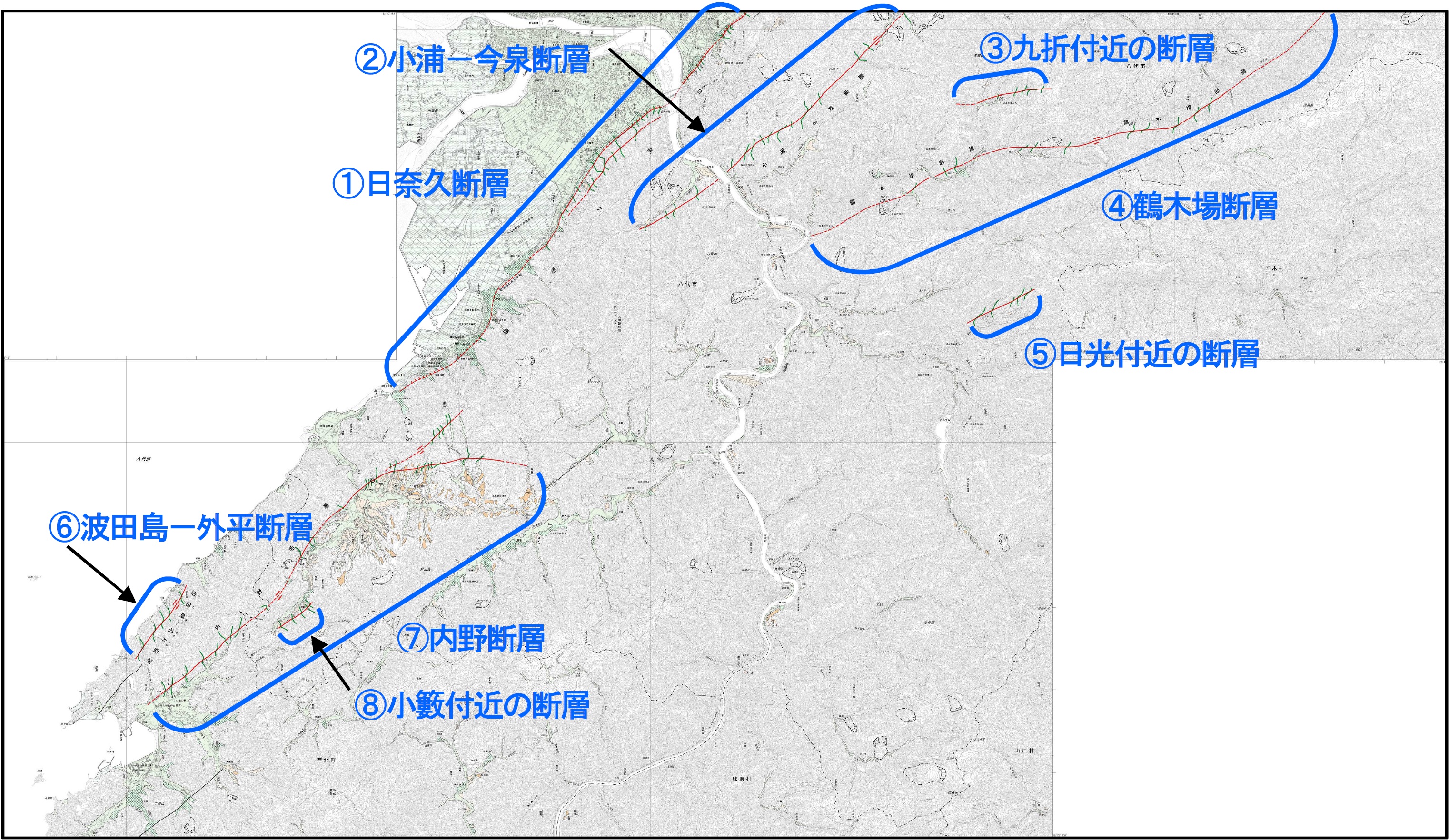 1:25,000活断層図 日奈久