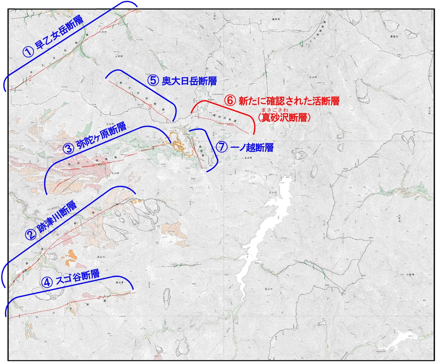 1:25,000活断層図　立山