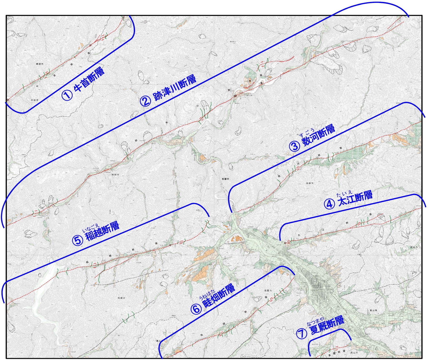 1:25,000活断層図　飛騨古川