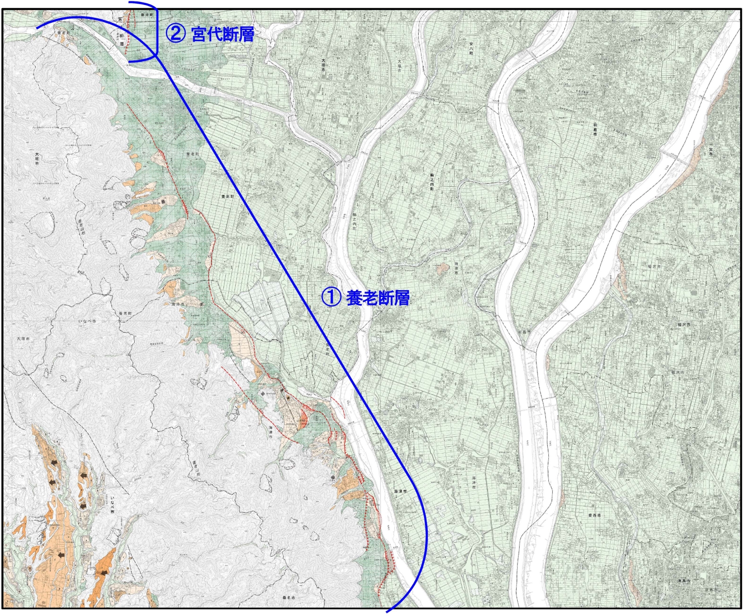 1:25,000活断層図　津島 改訂版