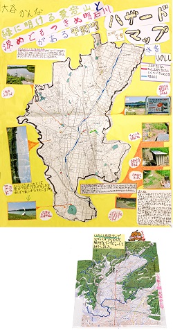 作品名：緑に明ける愛宕山と汲めどもつきぬ明石川がある平野町ハザードマップ