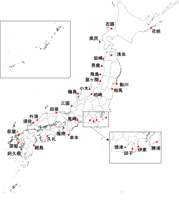 過去の験潮場_日本地図
